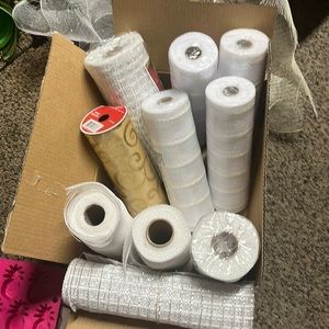 6 unopened white mesh 10 x 10 and 3 -10 x 10 White partial mesh.